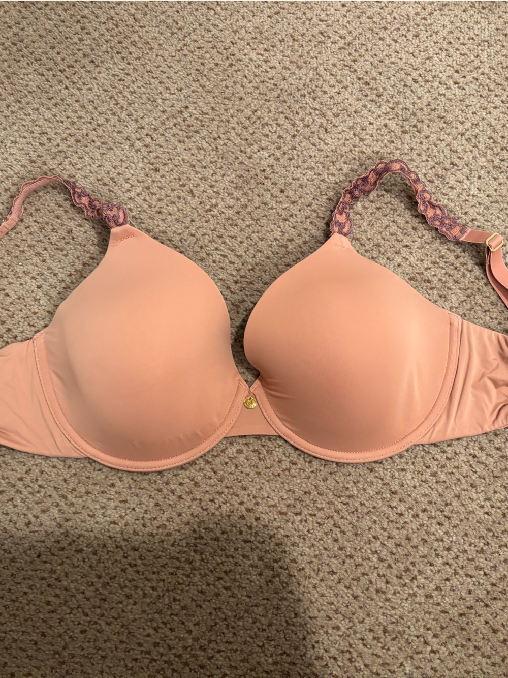Natori Peach Blush Moulded T-Shirt Bra with Scalloped Straps